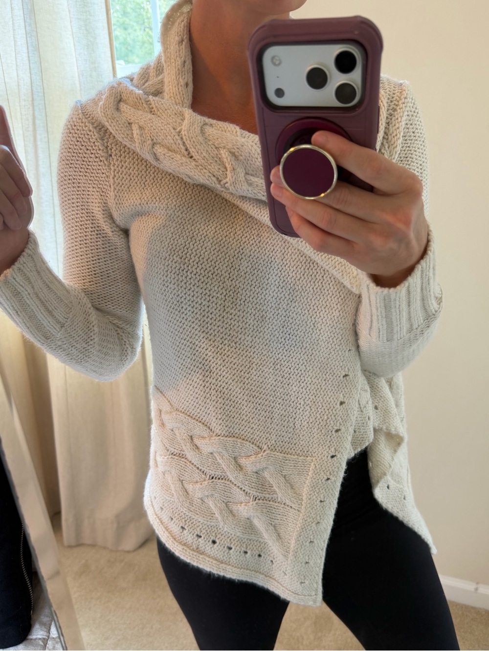Oatmeal Knit, Over the Shoulder Drape Sweater the Limited Small